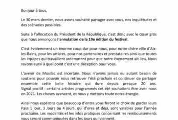 Musilac 2020- Annulation