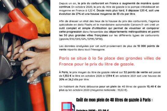 Paris, 5e dans le classement de la hausse du carburant