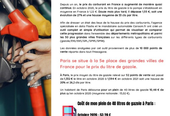 Paris, 5e dans le classement de la hausse du carburant